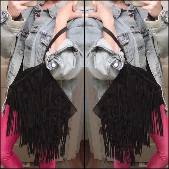 Forever 21 Handbags - Rock N Roll, FOREVER 21, suede, fringe clutch!!